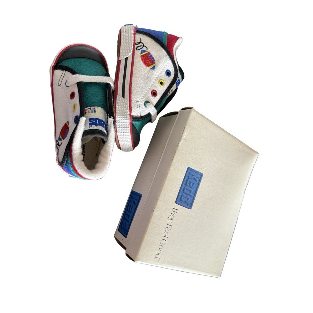 Vintage Keds hi-top primary colors football canvasโ sneakers shoes boys sz 6 M